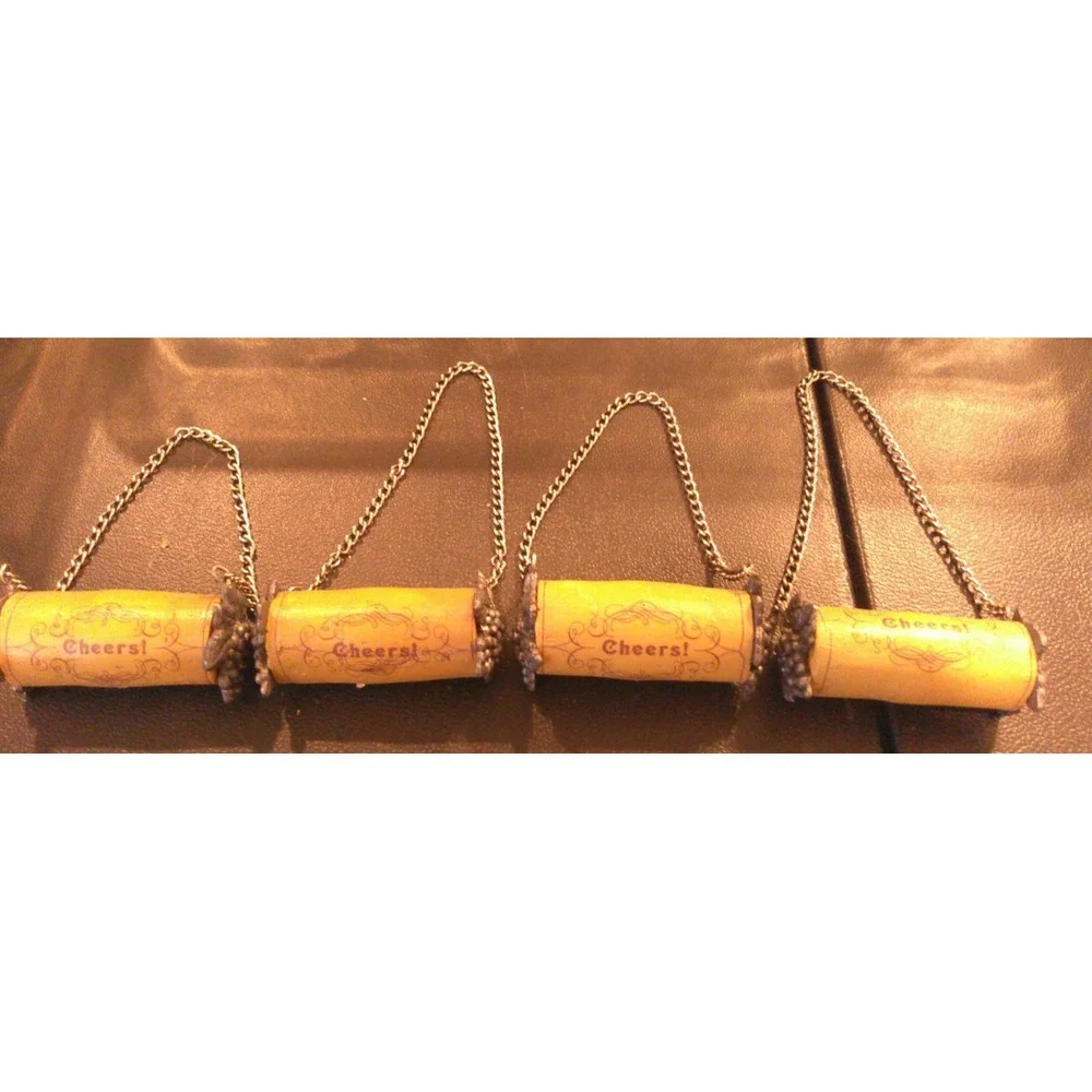 Cork Screw Decorations CHEERS Christmas Ornaments Set‎ Of 4 Wine Winery